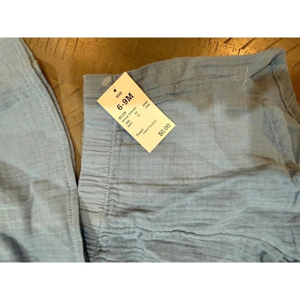 Target Blue‎ Gauze Cotton Baby Pants 2 Pack Elastic Waist 6-9M New NWT